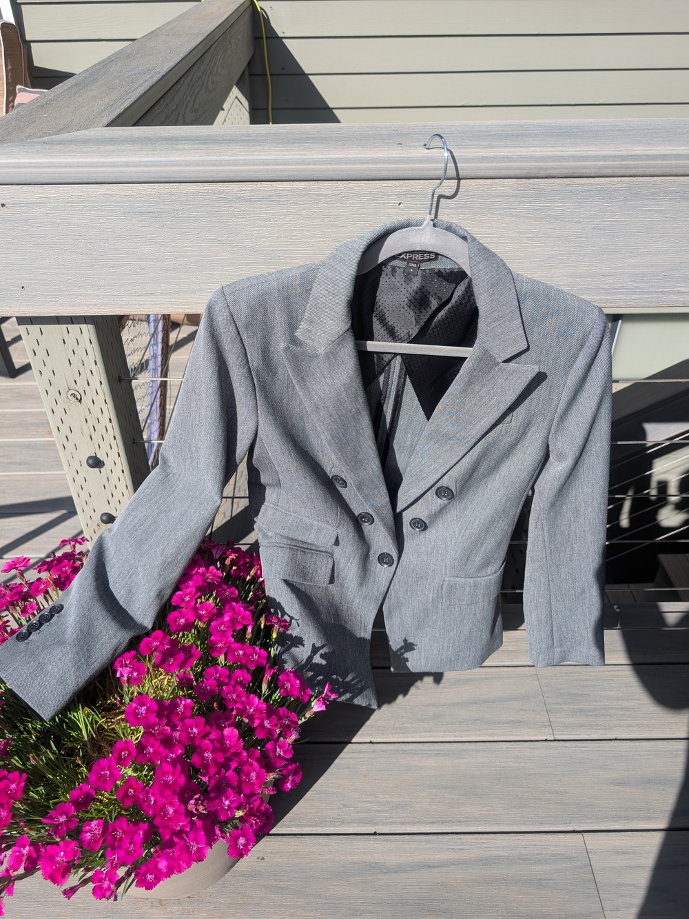 Express Gray Double-Breasted Women's Blazer